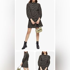 Topshop Floral Long Sleeve Minidress Dress Size US 8, UK 12, EUR 40